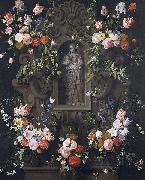 Daniel Seghers, Garland of flowers with a sculpture of the Virgin Mary